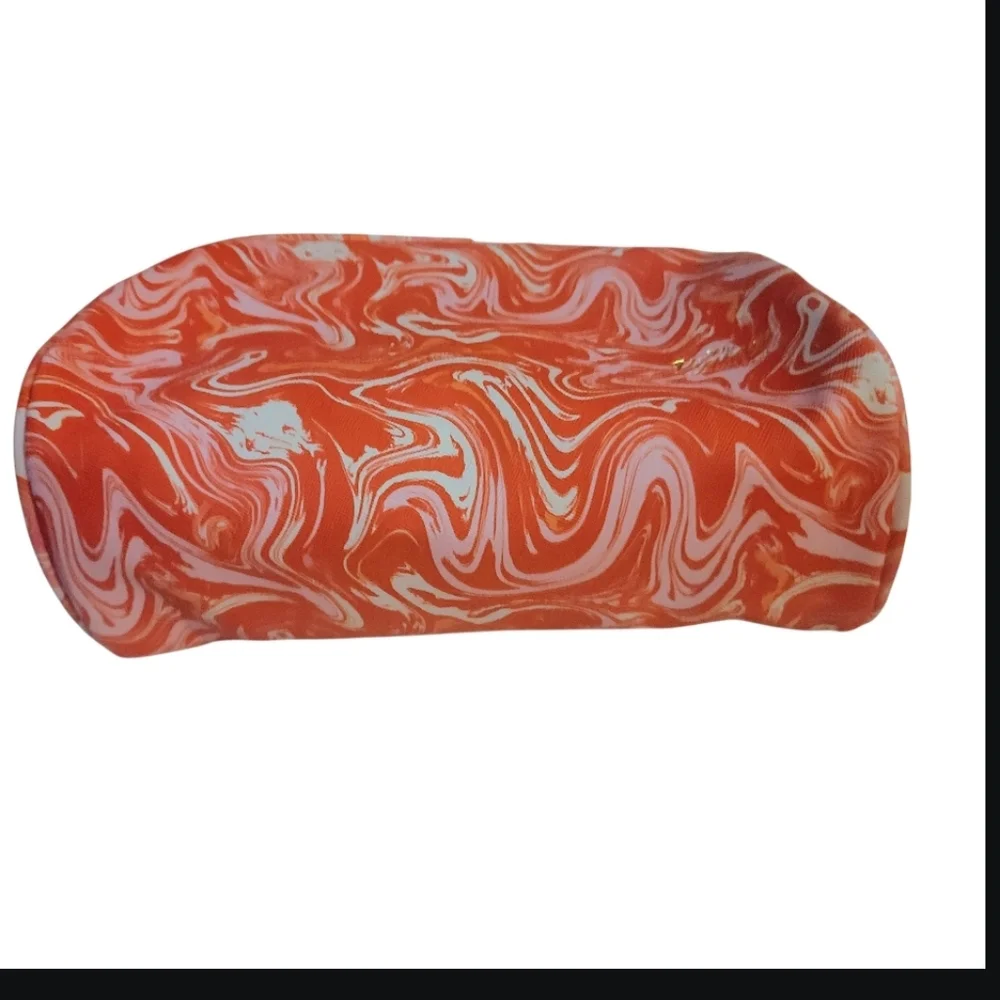 Cosmetic Pouch The Vintage‎ Cosmetic Company Orange Swirl Faux Leather, NWT